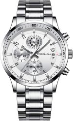 CRRJU Men's Fashion Stainless Steel Watches Date Waterproof Chronograph Wristwatches,Stainsteel Steel Band Waterproof Watch